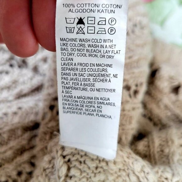 LUCKY BRAND Women's Ivory Open Knit Crochet Open Front Cardigan S - Picture 10 of 10